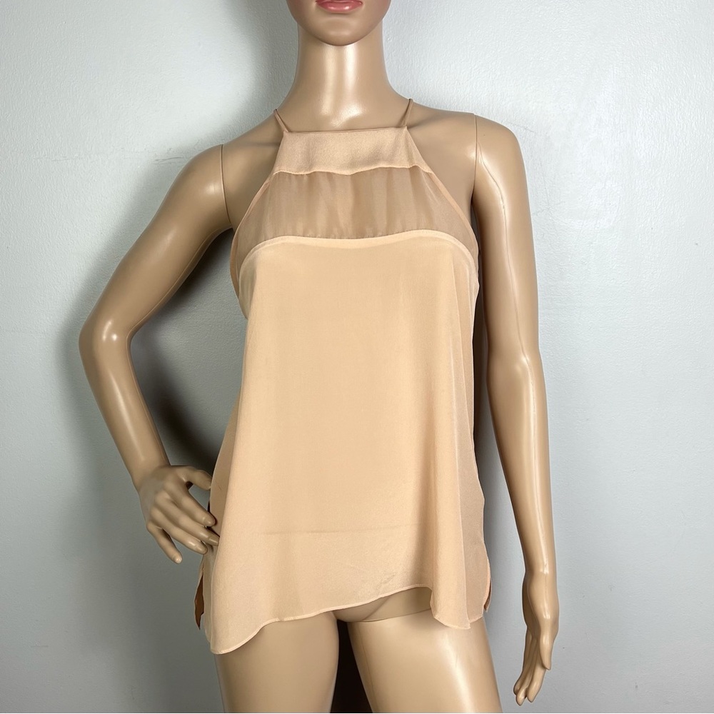 CAMI NYC REVOLVE BEIGE MESH PANEL SILK TOP - Picture 2 of 9